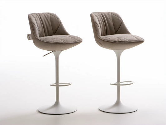 Zestaw 2 regulowanych stołków barowych Taupe/Biały, 48 x 53 x 93–114 cm